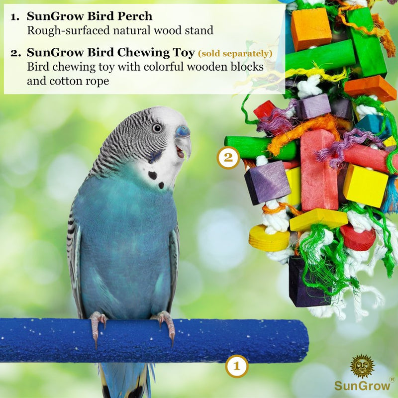 SunGrow Bird Perch, Naturally Keeps Pet Bird Nails Trim and Beaks Smooth, Random Vibrant Colors of Quartz Sand Covered Wood, Perfect Length for Cockatiels, Parakeets & Lovebirds 8 inch (Pack of 1) Blue - PawsPlanet Australia