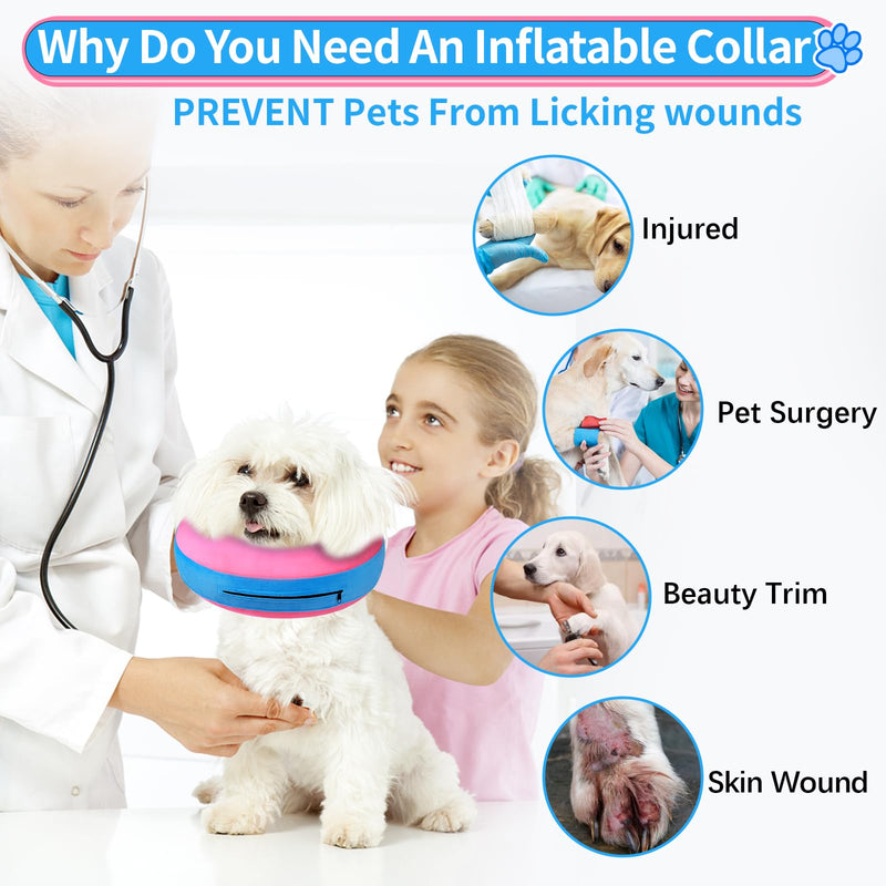 FWLWTWSS Inflatable Neck Brace Dog & Neck Brace Cat, Protective Dog Collar with Adjustable Velcro Fastener, Dog Collar Leak Protection for Recovery After Surgery or Wounds for Dogs (Pink M) Pink [Neck: 20.3cm - 30.5cm] M - PawsPlanet Australia