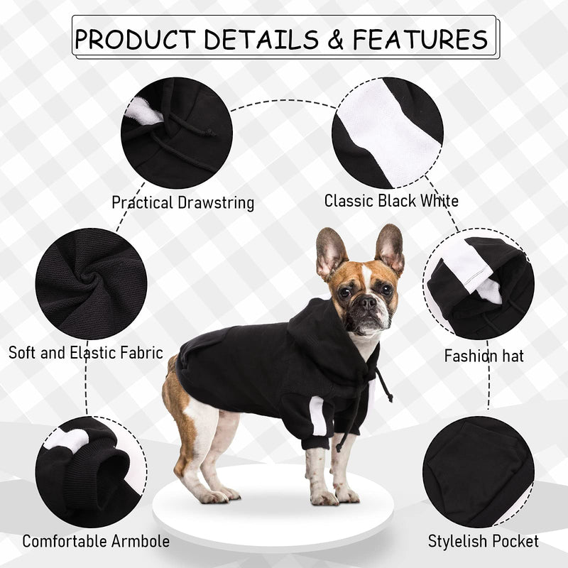 Dog Hoodie Sweatshirt Clothes Apparel Fleece Hoodie Sweater Cotton Jacket Sweat shirt Coat for Small Medium Large Dogs Cats, Soft Warm Dog Hoodie Sweater with Pocket, Cold Weather Clothes (Black XS) X-Small(Chest girth:15.7") - PawsPlanet Australia