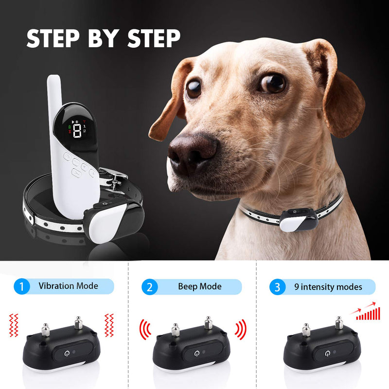 MASBRILL Waterproof Dog Training Collar, Anti Bark Device with Beep & Vibration 2 Modes, 1000Ft Remote Range, 9 Levels Sensitivity Adjustment, Suitable for Small Medium Big Dogs - PawsPlanet Australia