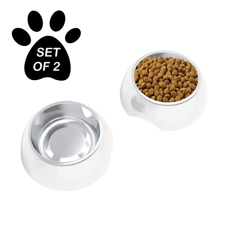 [Australia] - PETMAKER Pet Bowls – Raised Stainless Steel & Plastic Nonslip Rubber Bottom Food & Water Station for Pets White 6 oz 