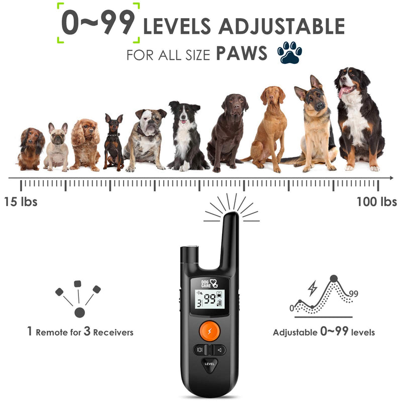 [Australia] - Dog Training Collar - Rechargeable Dog Shock Collar w/3 Training Modes, Beep, Vibration and Shock, Rainproof Training Collar, Up to 1000Ft Remote Range, 0~99 Shock Levels Dog Training Set 