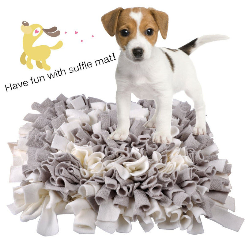 MyfatBOSS Pet Dog Snuffle Mat with Free Laundry Bag, Machine Washable Woven Dog Sniffing Pad, Flower Shape Snuffle Mat for Dogs, for Foraging Skill, Stress Release (30cmx30cm) (Grey&White) Grey&White - PawsPlanet Australia