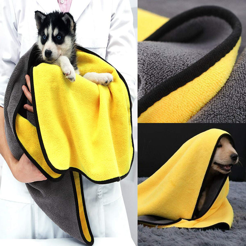 Fadaar Reflective Dog Raincoat 1pcs Hooded Dog Raincoat + 1pcs Super Absorbent Dog Towels 1pcs 00 * 50 cm for Dogs Puppys Cats Microfibre Dog Towels Yollow - PawsPlanet Australia