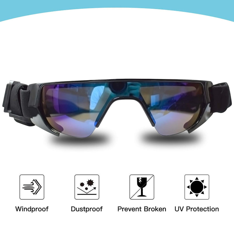 GLE2016 Dog Goggles, Eye Protection (New Version) for Small Dog Sunglasses Waterproof Windproof UV Protection with Adjustable Strap for Doggy Puppy Cat Medium Black+Blue - PawsPlanet Australia