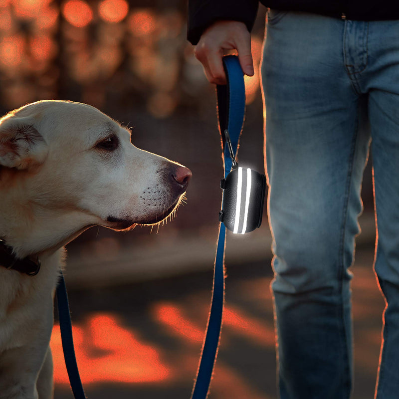 [Australia] - Zapücci - Premium Velcro or Clip-on Leash Dispenser for Dog Waste Bags with Stainless Steel Accents and Reflective Safety Zipper Black Fido 