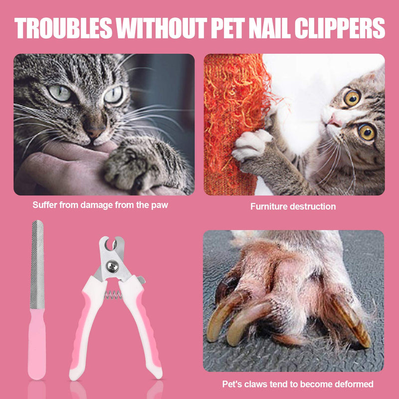 Reastar Pet Nail Clipper Animal Claws Scissor & Free Nail File, with Safety Lock and Protective Guard to Avoid Over Cutting - Suitable for Dogs Cats Birds (White and Pink) - PawsPlanet Australia