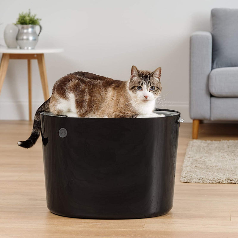 Iris Ohyama, Cat Litter Box, Closed Cat Litter Box, Scoop, W53 x D41 x H37 cm, PUNT-530, Black/Grey Unit Large (56L) - PawsPlanet Australia