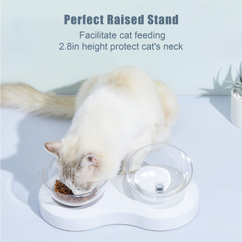 [Australia] - Double Cat Dog Bowls Elevated Cat Food Water Bowls 0/20°Tilted Raised Pet Feeder Bowl with Anti Slip Stand for Cats and Small Dogs 