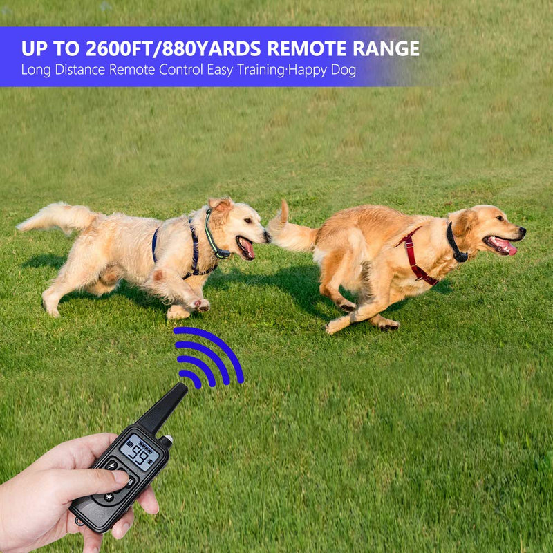 [Australia] - Adubor Dog Training Collar 2 Dogs Rechargeable Dog Shock Collar, 4 Training Modes, Beep, Vibration, Shock and Light, IPX5 Waterproof,Up to 2600Ft Remote Range Black 