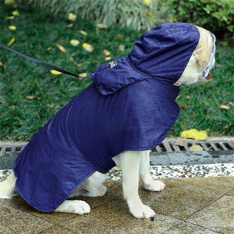 Pet Raincoat Packable Hooded Dog Rain Jacket Reflective Strips Lightweight Adjustable Poncho for Small Medium Large Dogs XS (Pack of 1) Blue - PawsPlanet Australia