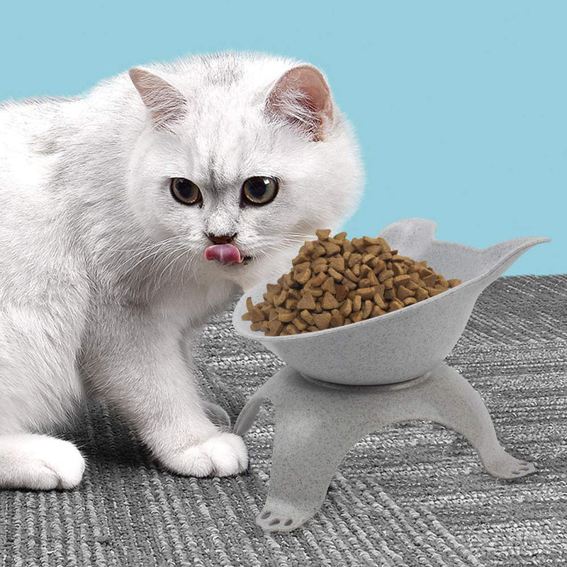 Mousyee Raised Cat Feeding Bowls, Cat Bowl Tilted Cat Feeding Bowl with high base Cat Water Bowl Durable Easy to Clean Multi-purpose Pet Feeding Bowl for Cats (Gray) Gray - PawsPlanet Australia