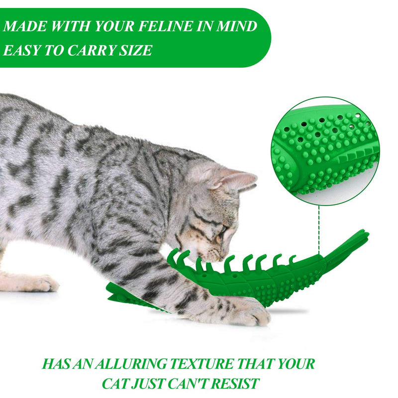 [Australia] - Litthing Cat Catnip Toothbrush Toy Playing Chew Cat Toys Interactive Rubber Crayfish Shape Safe Soft for Kitten Teeth Cleaning Dental Care with Bell 