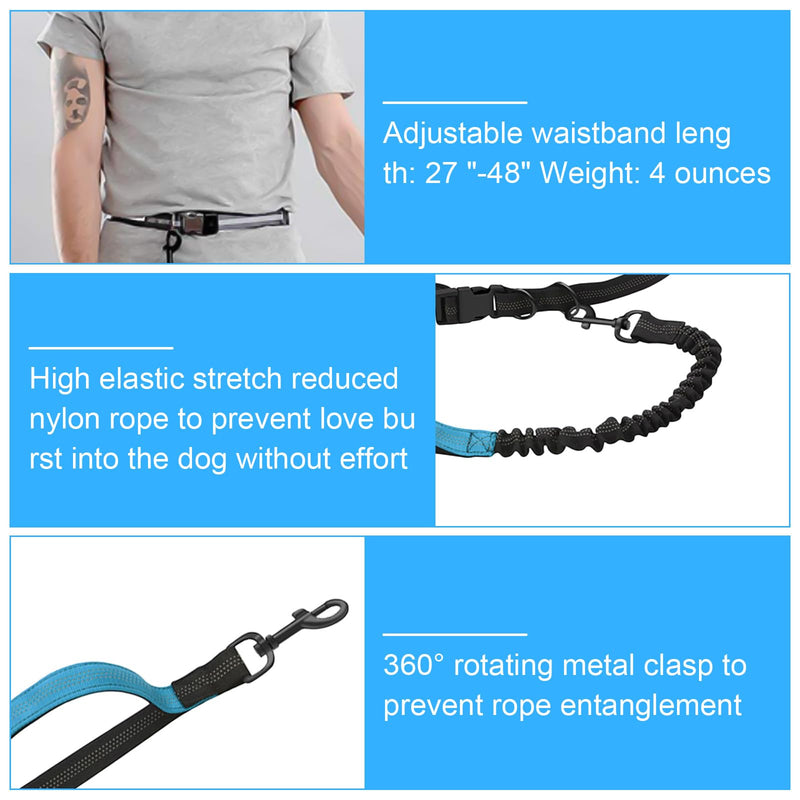Nizirioo jogging leash for dogs, hands-free dog leash: elastic and reflective dog leash with waist strap, double handle, hand-free dog leash for medium and large dogs, 140-200 cm - PawsPlanet Australia