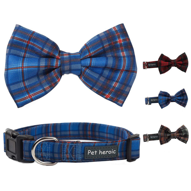 Pet Heroic Pet Dog Cat Collar with Grid Bow tie, Adjustable Plaid Pet Dogs Cats Comfortable Durable Bowtie Collars for Small Medium Large Dogs Cats in 3 Styles S - PawsPlanet Australia