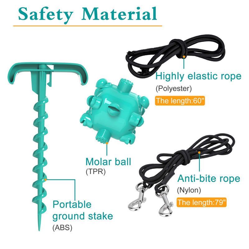 [Australia] - JOEJOY Outdoor Dog Toys with Tie Out Stake Molar Ball, Interactive Dog Tug Toy Puppy Rope Chew Toy Rubber Ball Teething Clean for Small Medium Large Dogs Yard Camping Outside 