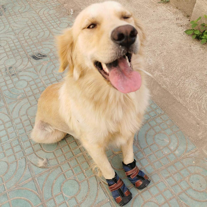 [Australia] - FLAdorepet Large Dog Shoes Rugged Anti-Slip Sole Dog Paw Protector for Hot Pavement Waterproof Dog Snow Shoes Pet Rain Boots with Straps Inside -Stay on Your Dog Feet 80(3.5" 3.1") Blue 