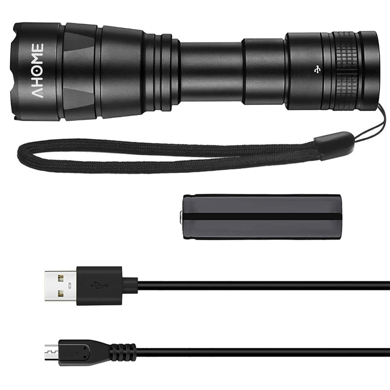 AHOME V2 UV Blacklight Flashlight [Zoomable] & [USB Rechargeable] Black Light 395nm Ultraviolet LED Lamp, Scorpion Finder & Pet Urine Detector with 3000mAh Battery and Charging Cable - PawsPlanet Australia