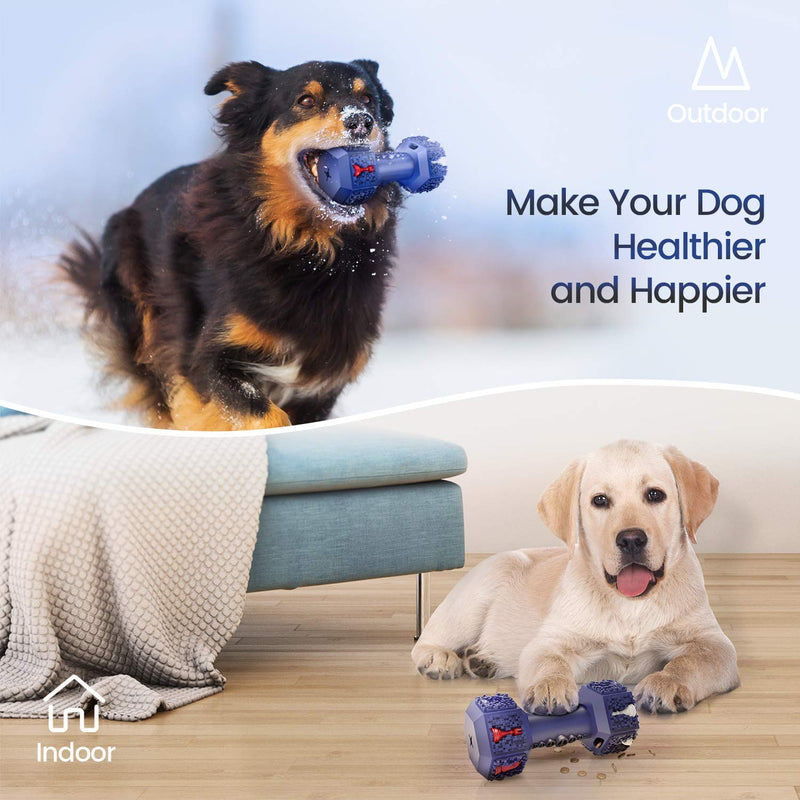 Iokheira Dog Chew Toys for Aggressive Chewers Indestructible Dog Toys Innoxious Tough Rubber Dumbbell Toy for Medium Large Dogs (Blue) Blue Barbell - PawsPlanet Australia