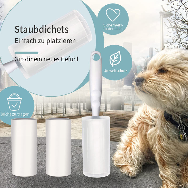 Oiamker lint roller 6 rolls with 2 dispensers 1 dust cover, extra sticky lint roller, lint roller animal hair, suitable for clothing, hair, cat hair, dog hair, 60 sheets/rolls - PawsPlanet Australia