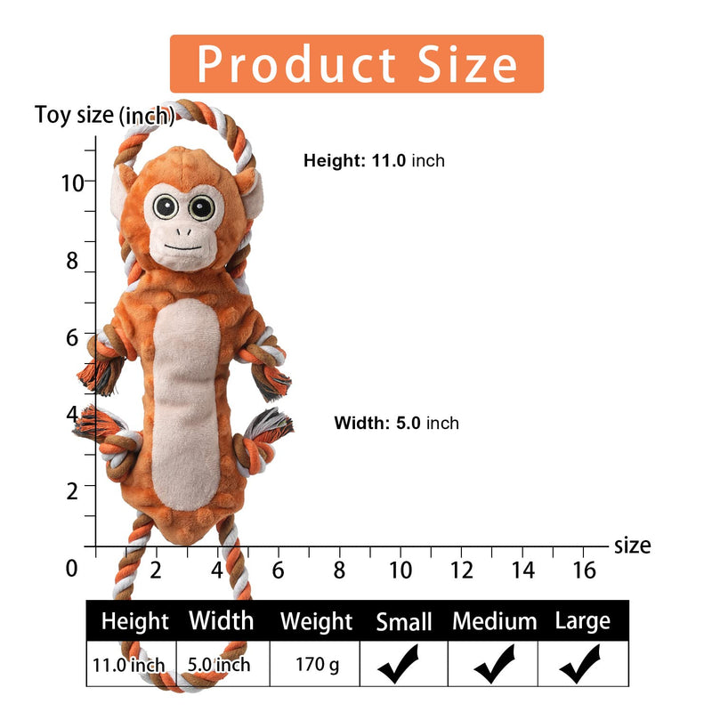 Sedioso Tug of War Dog Toy, Cute Squeaky Dog Toy, Interactive Plush Dog Toy for Puppies, Small, Medium, Large Dogs (Tug of War Series, Monkeys) Multicolored (Monkeys) - PawsPlanet Australia