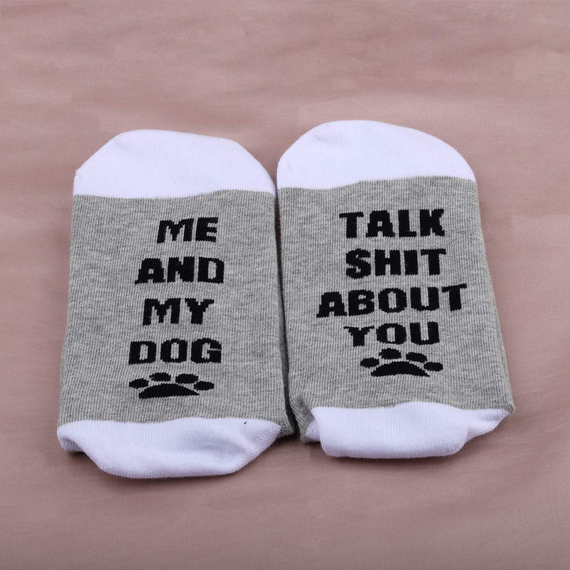 [Australia] - LEVLO Funny Dog Mom Gift for Dog Lover Me and My Dog Talk Shit About You Socks Funny Dog Saying Gift for Dog Mama 2 Pairs/Set 