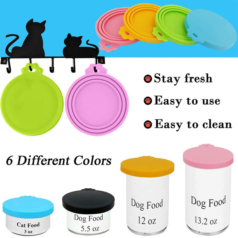 IVIA PET Food Can Lids, Universal BPA Free Silicone Can Lids Covers for Dog and Cat Food, One Can Cap Fit Most Standard Size Canned Dog Cat Food（6 Pack Multicolor - PawsPlanet Australia