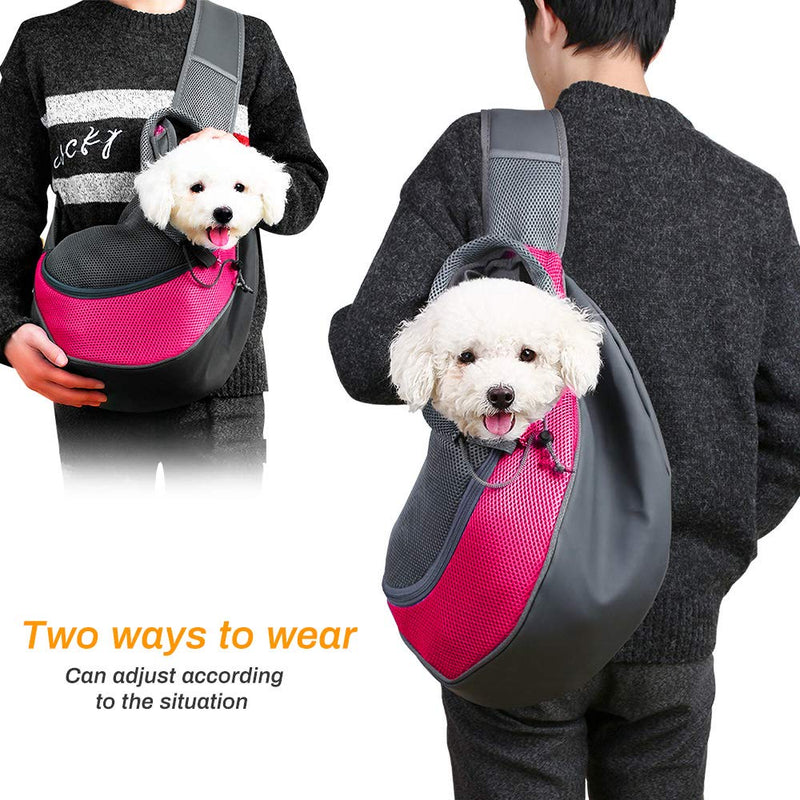 Achort Pet Carrier Hand Free Sling Puppy Carry Bag Small Dog Cat Traverl Carrier with Breathable Mesh Pouch for Outdoor Travel Walking Subway 12LB (Rose Red) - PawsPlanet Australia