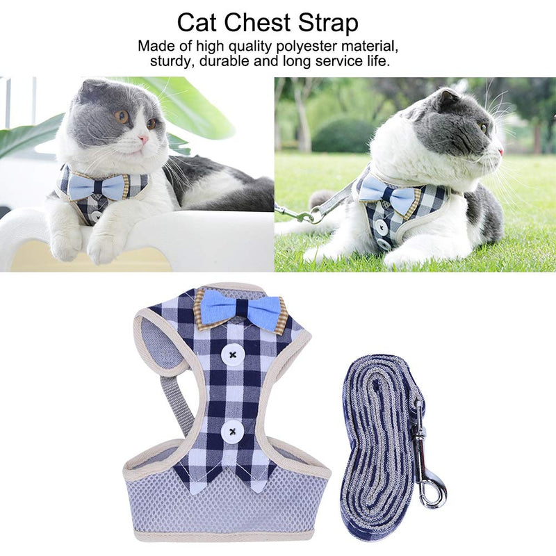 ViaGasaFamido Cat Harness Leash, Polyester Breathable Mesh Vest-style Pet Chest Strap Harness Adjustable Cat Harness with Pulling Traction Leash Rope for Cat Dog Walking(M) M - PawsPlanet Australia