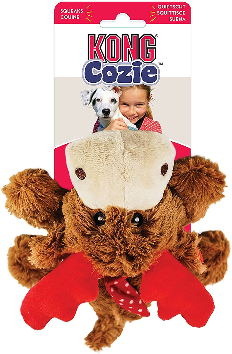 KONG - Holiday Cozie Reindeer - Indoor Cuddle Squeaky Plush Dog Toy - For Medium Dogs - PawsPlanet Australia