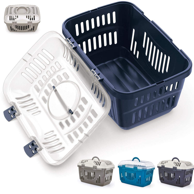 Blue & Transparent Lid Pet Dog Puppy Cat Carriers Basket Bag Cage Portable Travel Kennel Training Box Blue/Transparent - PawsPlanet Australia