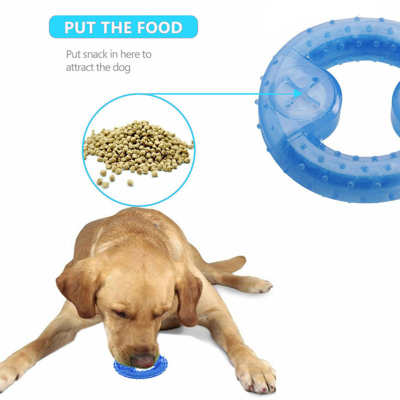 Cisixin Pet Dog Chew Toy Arctic Freeze Fetch Food Cooling Ring Teether For Puppy Cat Pet (Blue) - PawsPlanet Australia