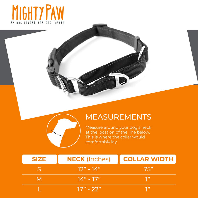 [Australia] - Mighty Paw Martingale Nylon Training Collar. Our Trainer Approved Limited Slip Collar. Modified Cinch Collar for Controlled Force for Optimal Training. Reflective Stitching to Keep Your Dog Safe! Medium Black 