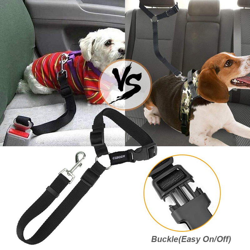 CGBOOM Universal Dog Seat Belt for Car Headrest, Multifunctional Adjustable Dog Belt Safety Harness Dog Seat Belt Suitable for Small, Medium & Large Dogs - 2 Pack (Black) - PawsPlanet Australia