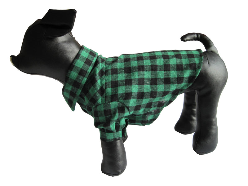 [Australia] - Vedem Small Dog Plaid Shirt Cotton Pet Clothes Cat T-Shirt Puppy Casual Costumes S Green Black 