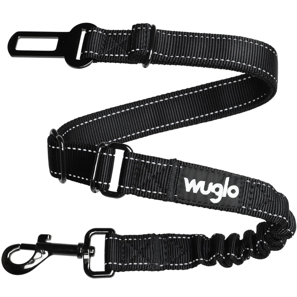 38-95cm Wuglo Dog Belt for Car - Dog Seat Belt with Elastic Strap - Durable & Safe Car Seat Belt Clip - Universal Dog Seat Belt (Black) Black_ - PawsPlanet Australia