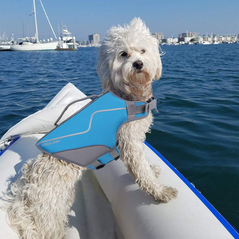 VIVAGLORY Neoprene Dog Life Jacket, Puppy Life Vest with Three Adjustable Straps and Side-Release Buckles for Quick on & off, Blue XS XS:43-51cm (Ribcage Girth) - PawsPlanet Australia