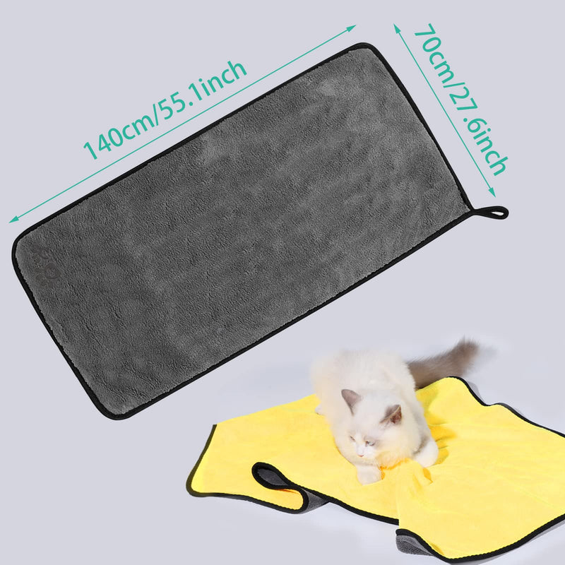 SUNLAND Dog Towel Super Absorbent Pet Bath Towel Ultra Soft Microfiber Dog Drying Towel for Small Medium Large Dogs and Cats Yellow & Grey grey/yellow - PawsPlanet Australia