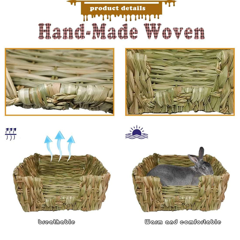 [Australia] - PINVNBY Portable Bunny Grass Bed Hand-Made with Small Rabbit Natural Grass Hay Mat Pets Grass Ball Toys for Hamster Chinchillas Guinea Pigs Cat and Small Animals provided Chewing and Play(3 Pack) 