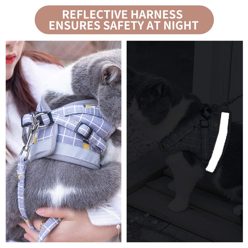 BLEVET Dog Harness Puppy Vest Harness Adjustable Dog Lead Chest Breathable Walking Leash for Small Dog Cat MZ083 XS Grey - PawsPlanet Australia