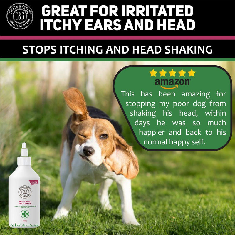 C&G Pets Dog Ear Cleaner 250 ML | Stop Itching, Head Shaking & Ears Smell | Anti Viral Formula | For Dogs With Itching & Ear Odour - PawsPlanet Australia