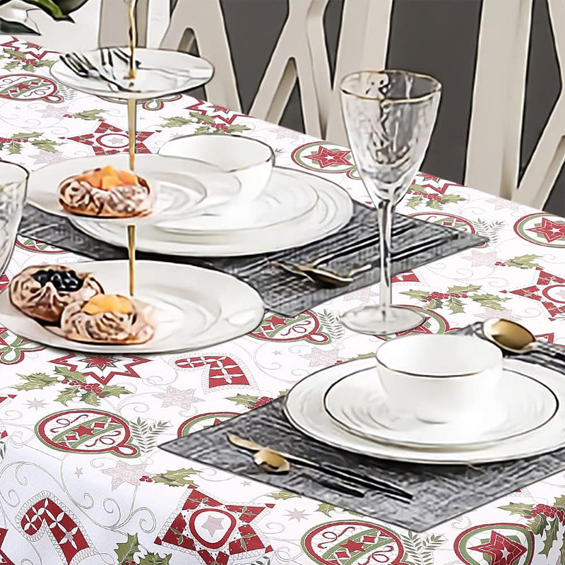 CAROMIO Christmas Tablecloth Rectangle 52 x70 Inches Holiday Decoration Tablecloth with Christmas Star Pattern for Dining Room, Kitchen, Spillproof & Waterprooft (Oblong, 4-6 Seats) - PawsPlanet Australia