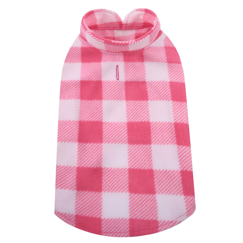 Kuoser Stretch Dog Fleece Vest, Soft Classic Plaid Basic Dog Sweater for Small Dogs & Cats, Warm Dogs Shirt Pullover Dog Coat Jacket Winter Dog Clothes for Teddy Chihuahua Yorkshire with Leash Hole XX-Small Pink Plaid - PawsPlanet Australia