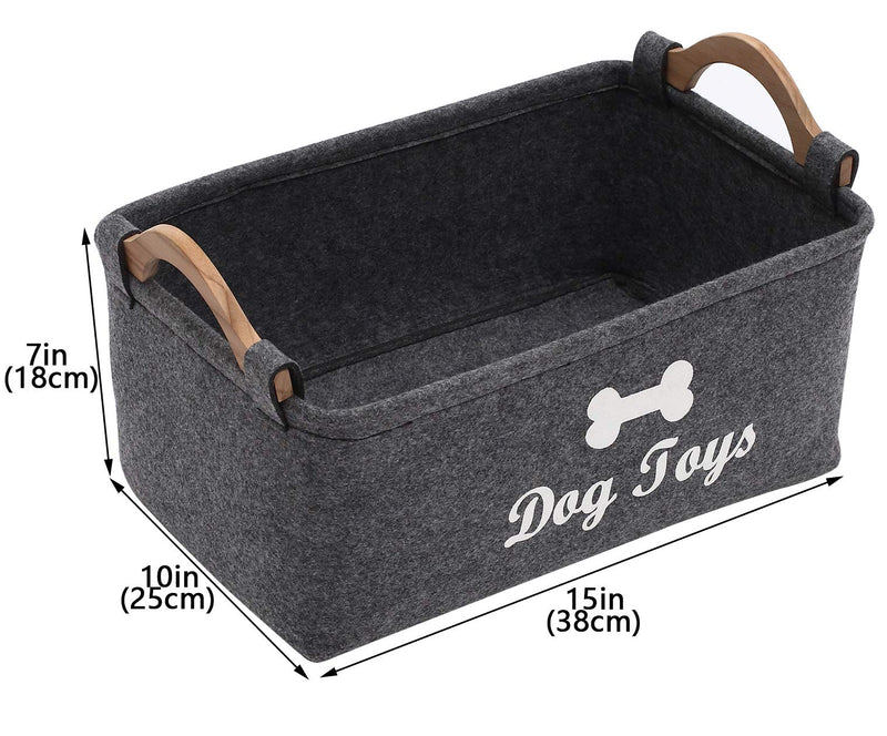 Morezi Felt pet toy box and dog toy box storage basket chest organizer - perfect for organizing pet toys, blankets, leashes and food - Dog Toy - Grey Medium: 38x25x18cm Dog Grey - PawsPlanet Australia