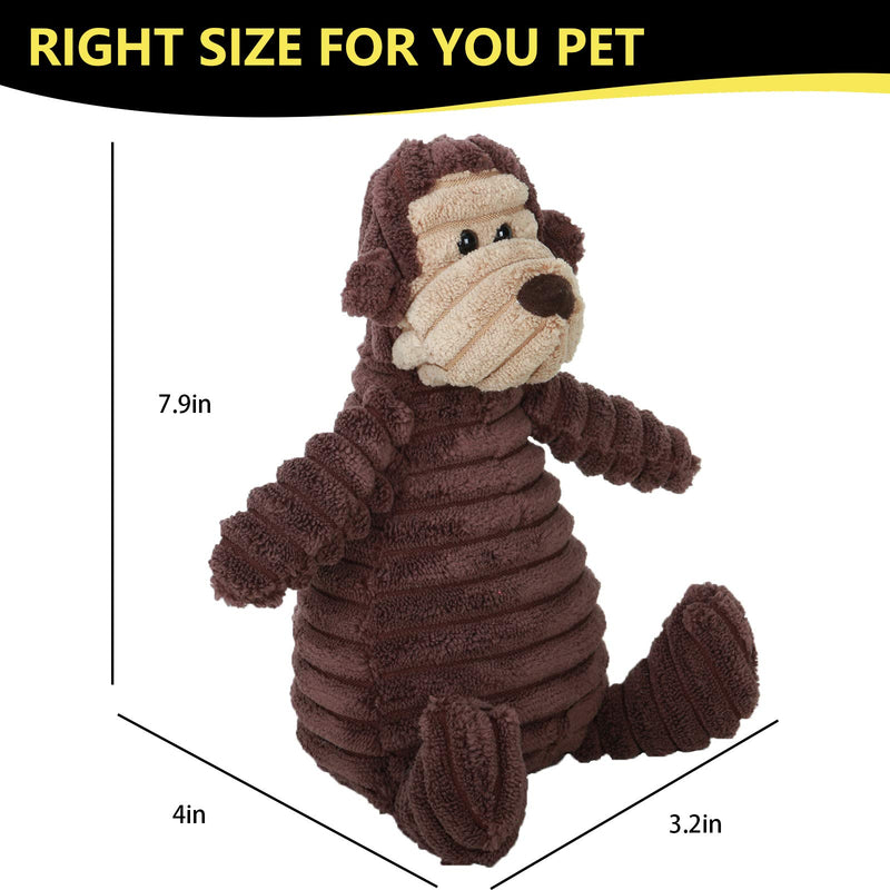 Squeaky Dog Toys KINJUWEE Puppy Teething Chew Toys to Keep Them Busy Corduroy Wrinkle,Different Types of Furry Friends for Pet,Loyal Monkey Brown Monkey - PawsPlanet Australia