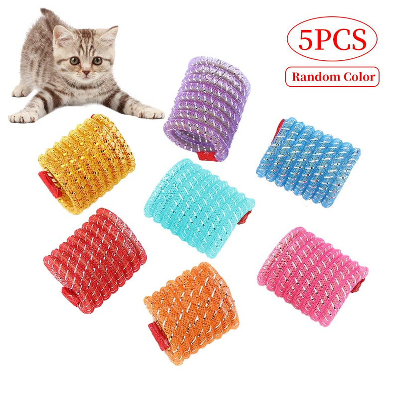 WishLotus Cat Toys, 5pcs Cat Spring Toy Kitten Teething Toys Colorful and Interactive Telescopic Funny Cat Jumping Toy Flexible & Coil Spiral Springs Kitten Chew Toys to Kill Time and Keep Fit 5PC - PawsPlanet Australia