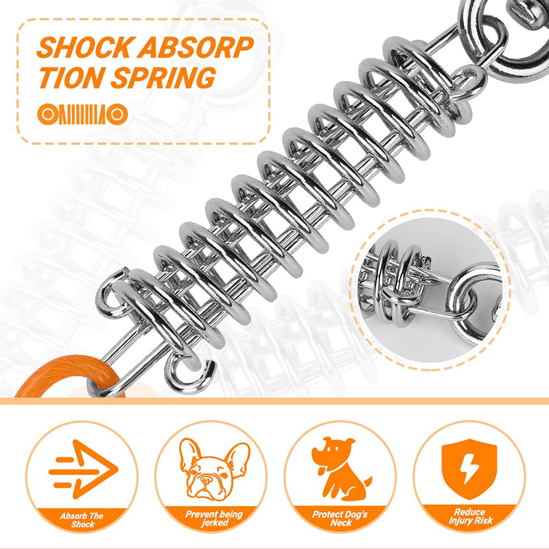 Yard Lead Leads for Dogs Upkey 6m Dog Runner with Dog Runner with Shock-Absorbing Spring Dog Tie Out Cable Cable Lead for Tying Tension Lead with Running Lead Run Rope for Dogs for Yard Camping (Orange) - PawsPlanet Australia