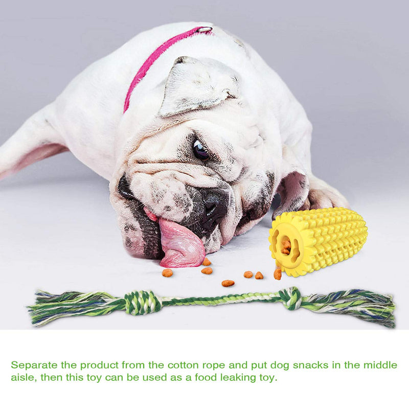 FONGKE Corn Dog Chew Toys, Indestructible Dog Toothbrush Toys with Rope for Medium Large Dogs Teething Cleaning Dental Care,Made of Healthy and Bite Resistant TPR Material - PawsPlanet Australia