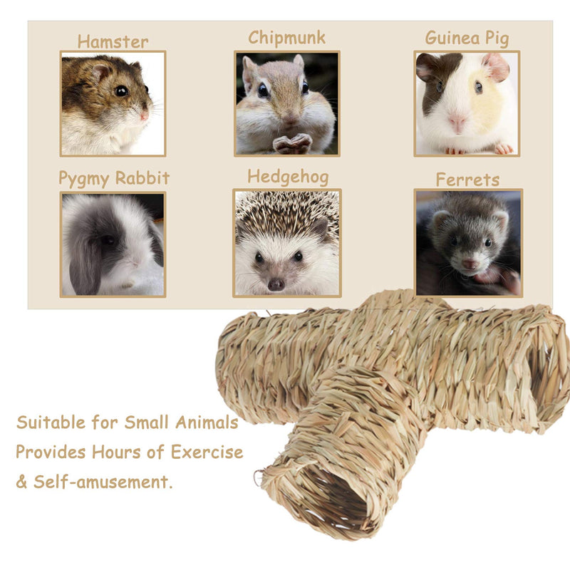 Hamiledyi Hamster Grass Tunnel Toy, Straw House with Open Entrance Guinea Pig Hideout Tube Pets Durable Home with Molar Chew Toys for Rats, Ferrets, Chinchilla, Hedgehog - PawsPlanet Australia