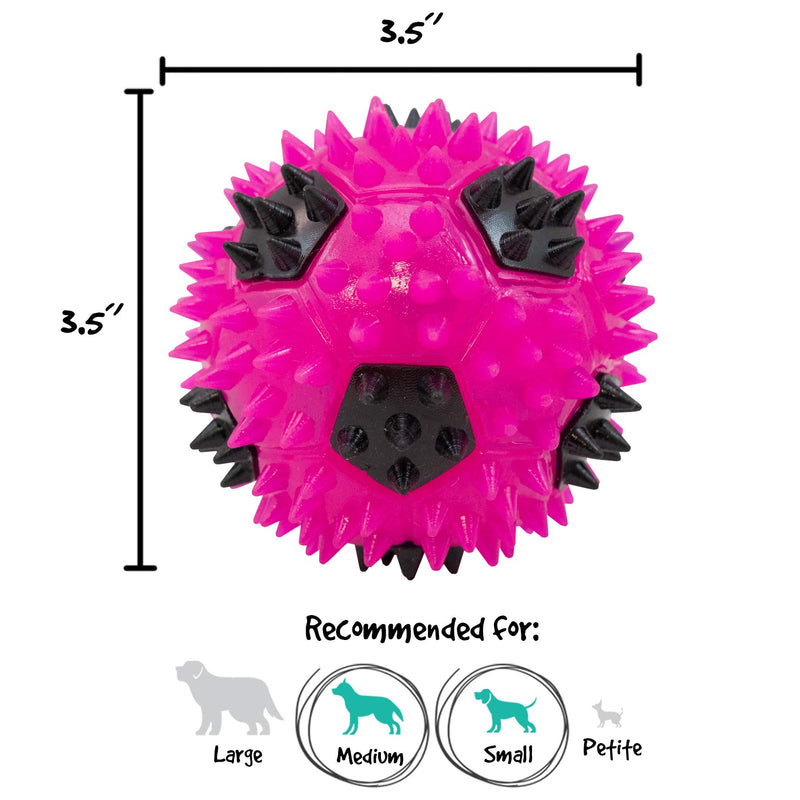 [Australia] - Gnawsome 3.5” Squeak & Light Soccer Ball Dog Toy - Medium, Cleans Teeth and Promotes Dental and Gum Health for Your Pet, Colors Will Vary 3.5" 